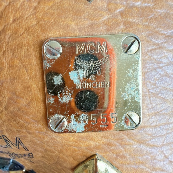 MCM Brown Backpack with Gold and Silver Studs - Picture 3 of 10